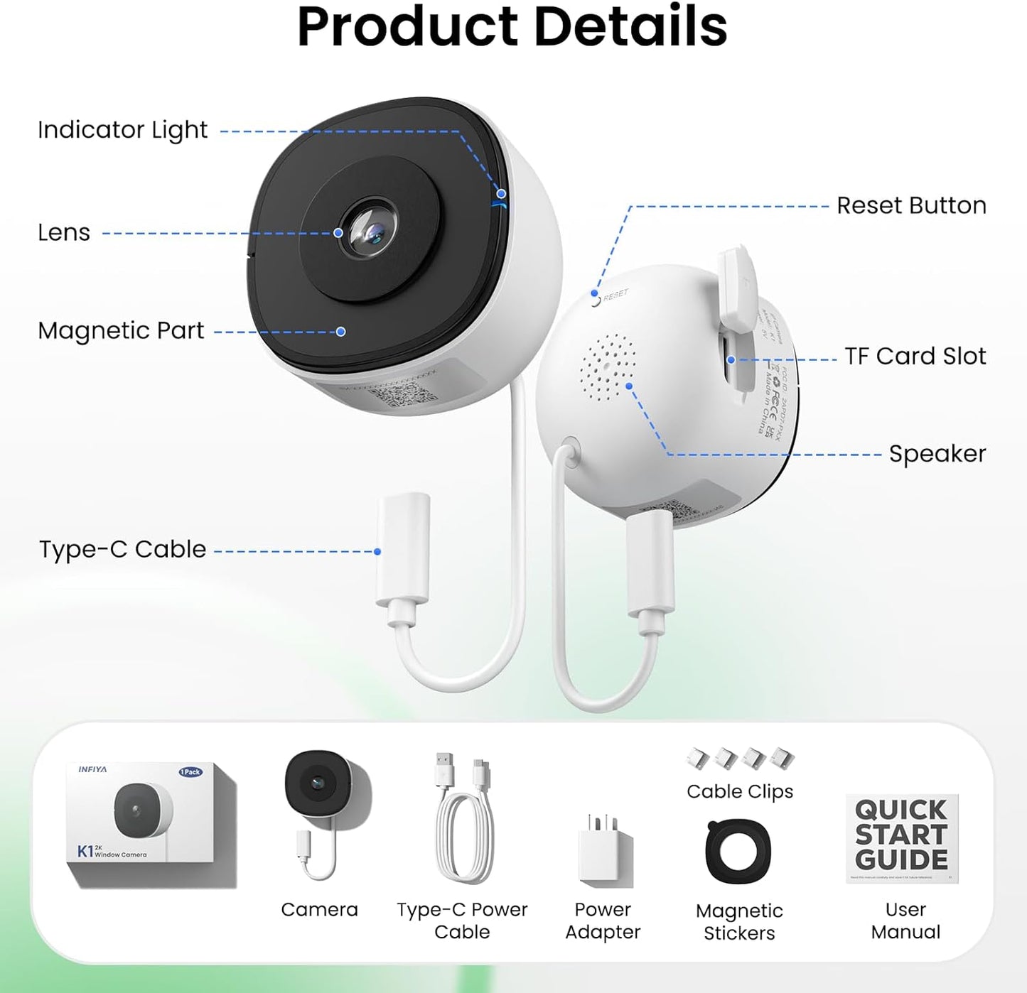 2K No-Drill Window Camera — Single Unit