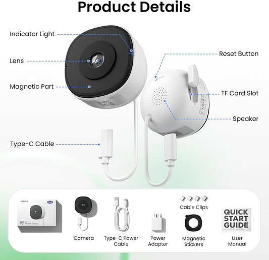 2K No-Drill Window Camera — Single Unit